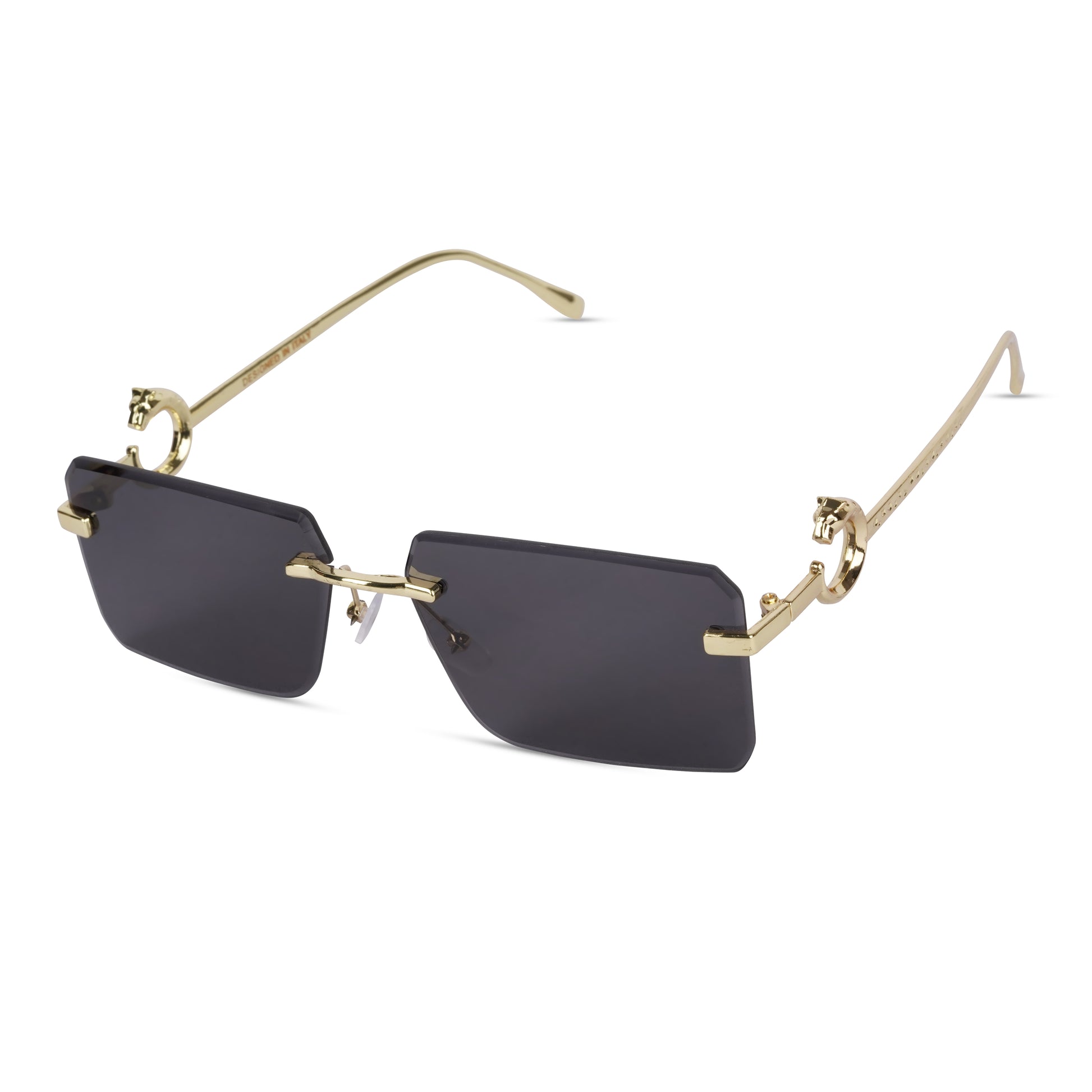 Erminio Palamino "Elite Designer Rimless Sunglasses for Women, Gold Frame, Tinted Lens, with Carrying Case & Cleaning Cloth