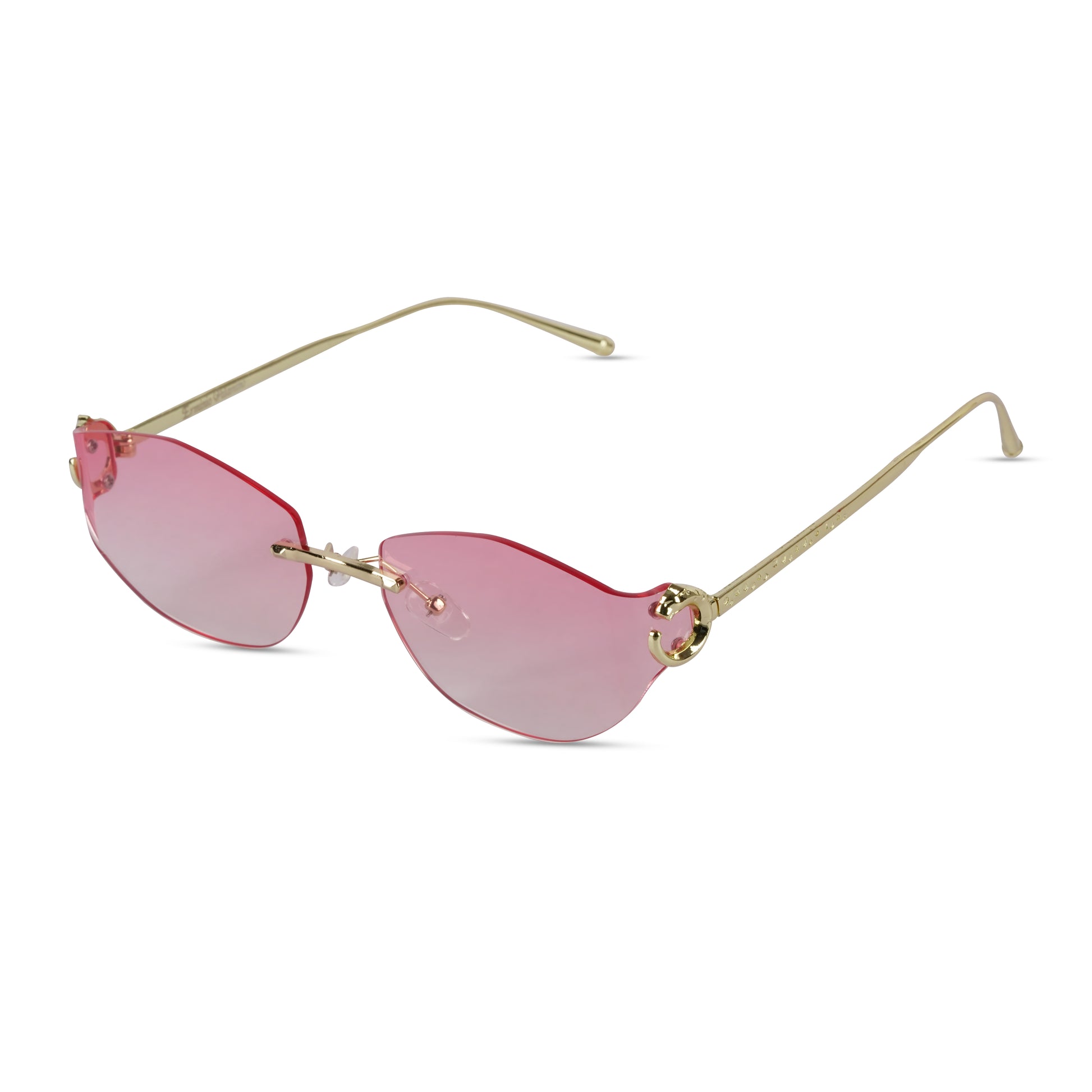 Erminio Palamino "Elite Rimless Oval Sunglasses, Gradient Lenses, Gold Metal Frame, Fashion Eyewear for Women