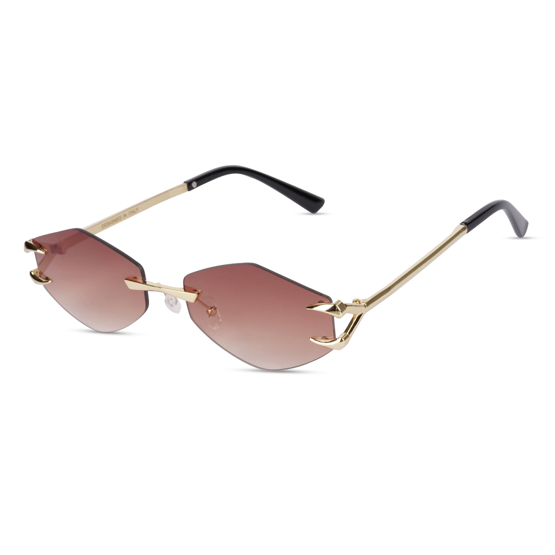 Erminio Palamino "Elite Rimless Gradient Sunglasses for Women, Gold Metal Frame, Tinted Lenses