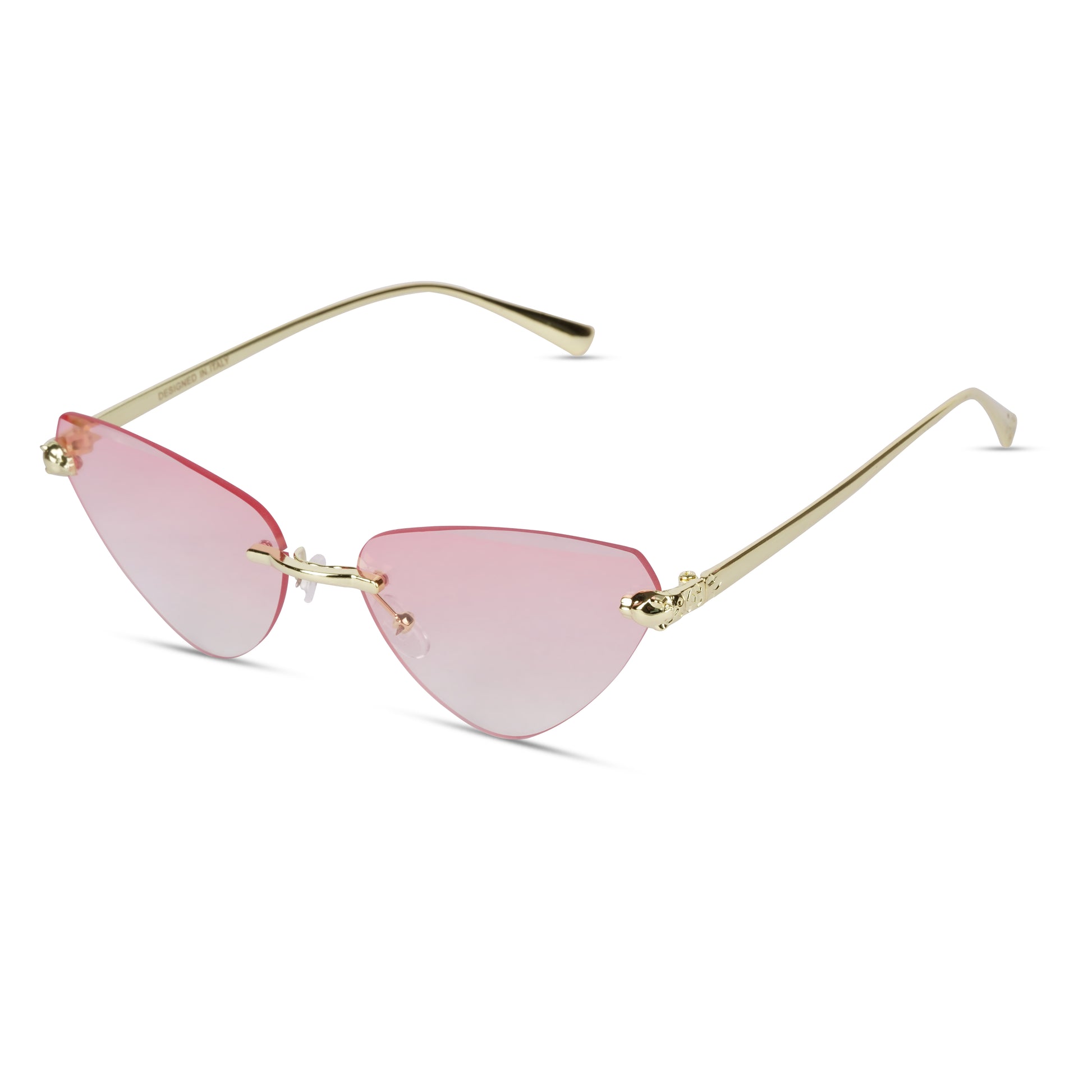 Erminio Palamino "Elite Rimless Cat Eye Sunglasses for Women with Gold Frame, Gradient Lens, Designer Case