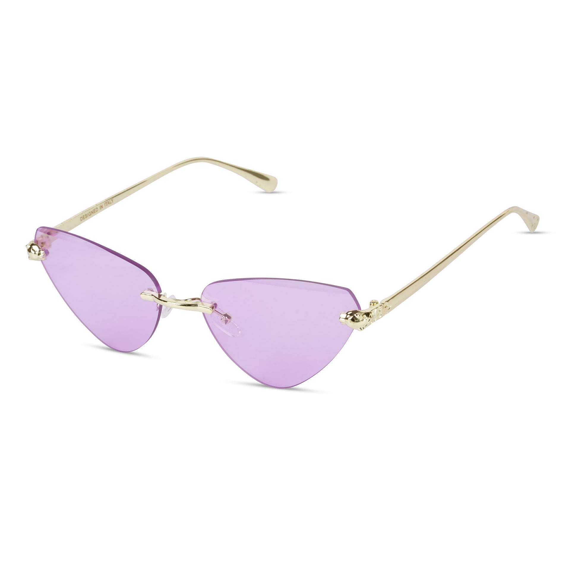 Erminio Palamino "Elite Rimless Cat Eye Sunglasses for Women with Gold Frame, Gradient Lens, Designer Case