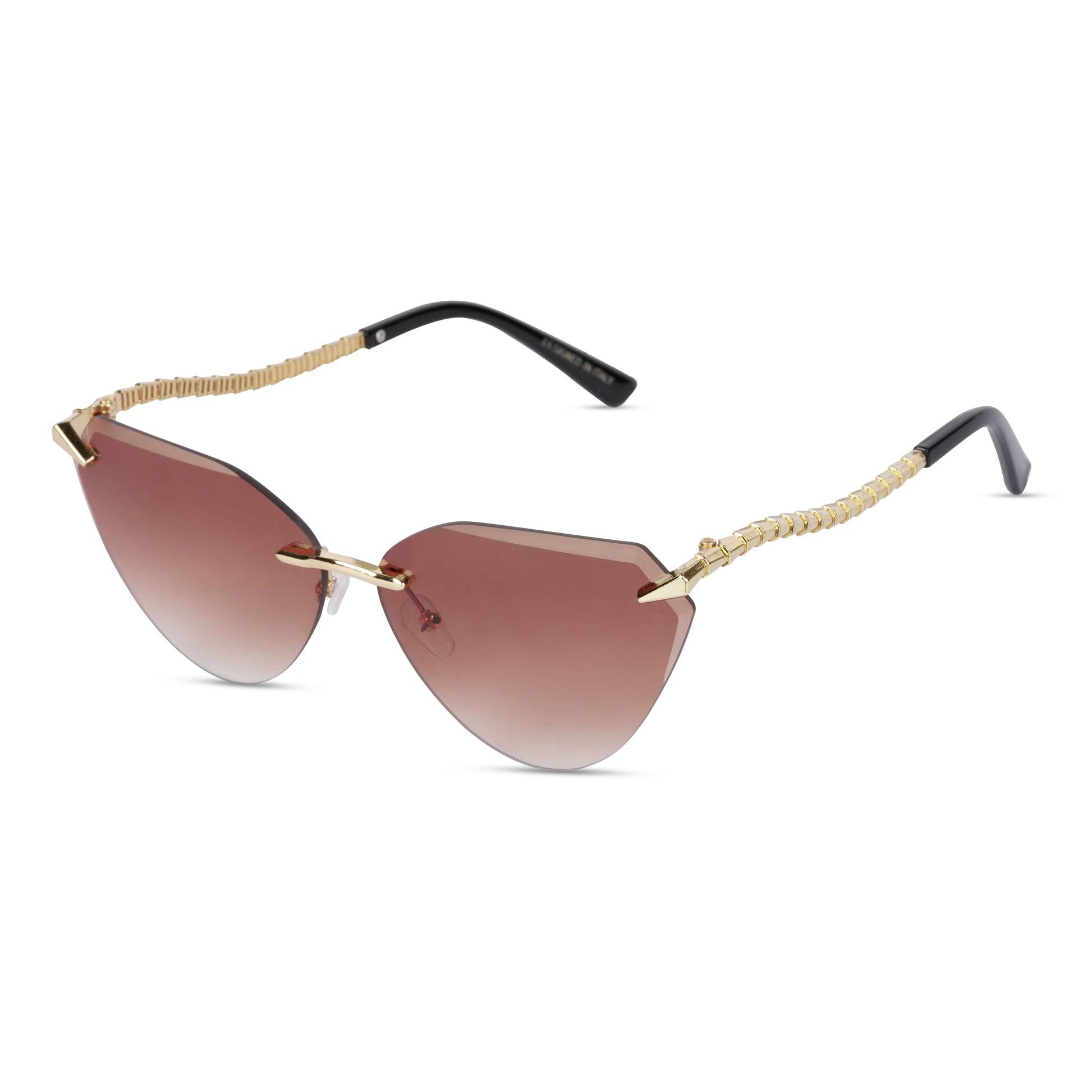 Erminio Palamino "Elite Designer Sunglasses for Women, Rimless Tinted Lenses, Gold Metal Temple Arms