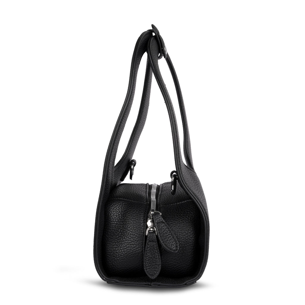 Erminio Palamino Luxury Luna Arc Top Handle Bag – Textured Vegan Leather, Top Handle Design with Zip Closure