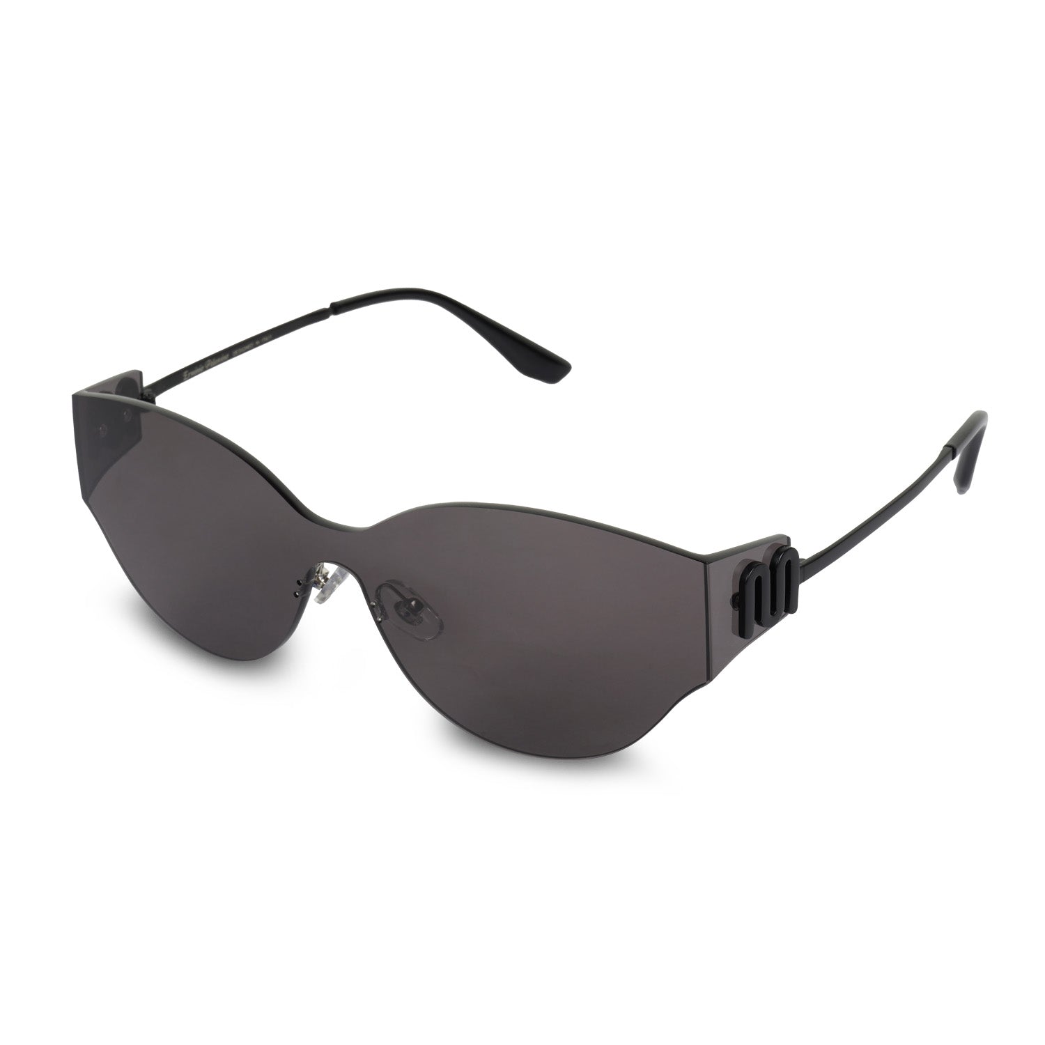 Erminio Palamino Rimless Cat-Eye Sunglasses, Metal Frame, Shield Lens, Stylish Unisex Shades