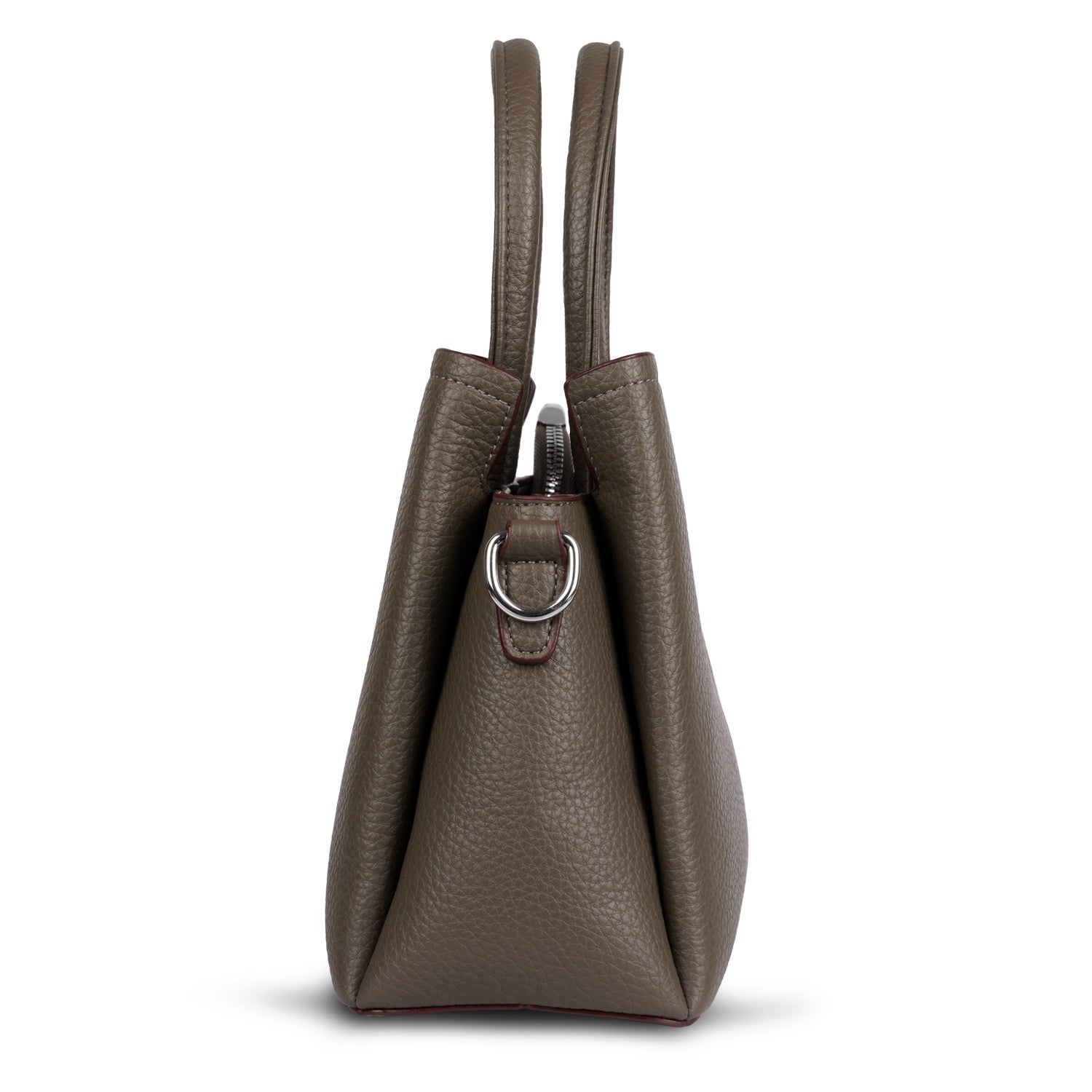 Erminio Palamino Premium Leather Handbag, Textured Tote with V-Detail, Double Handle Shoulder Bag with Zip Closure