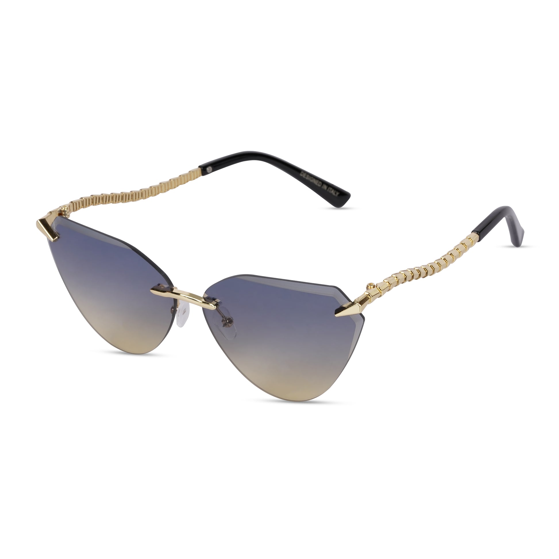 Erminio Palamino "Elite Designer Sunglasses for Women, Rimless Tinted Lenses, Gold Metal Temple Arms