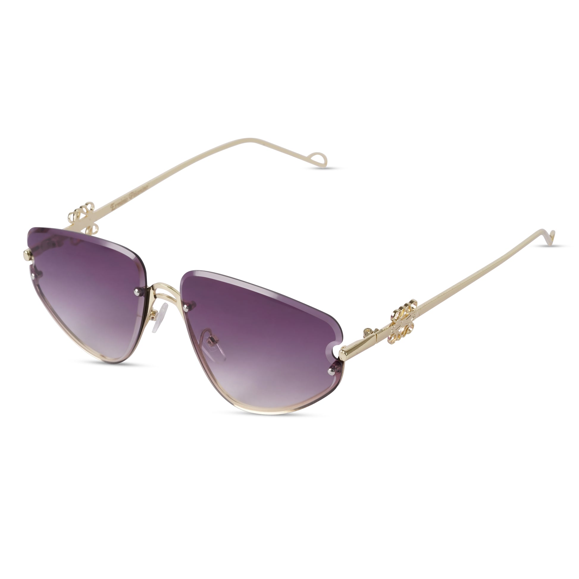 Erminio Palamino "Elite Designer Rimless Sunglasses for Women, Gold Frame with Lenses, Italian Design