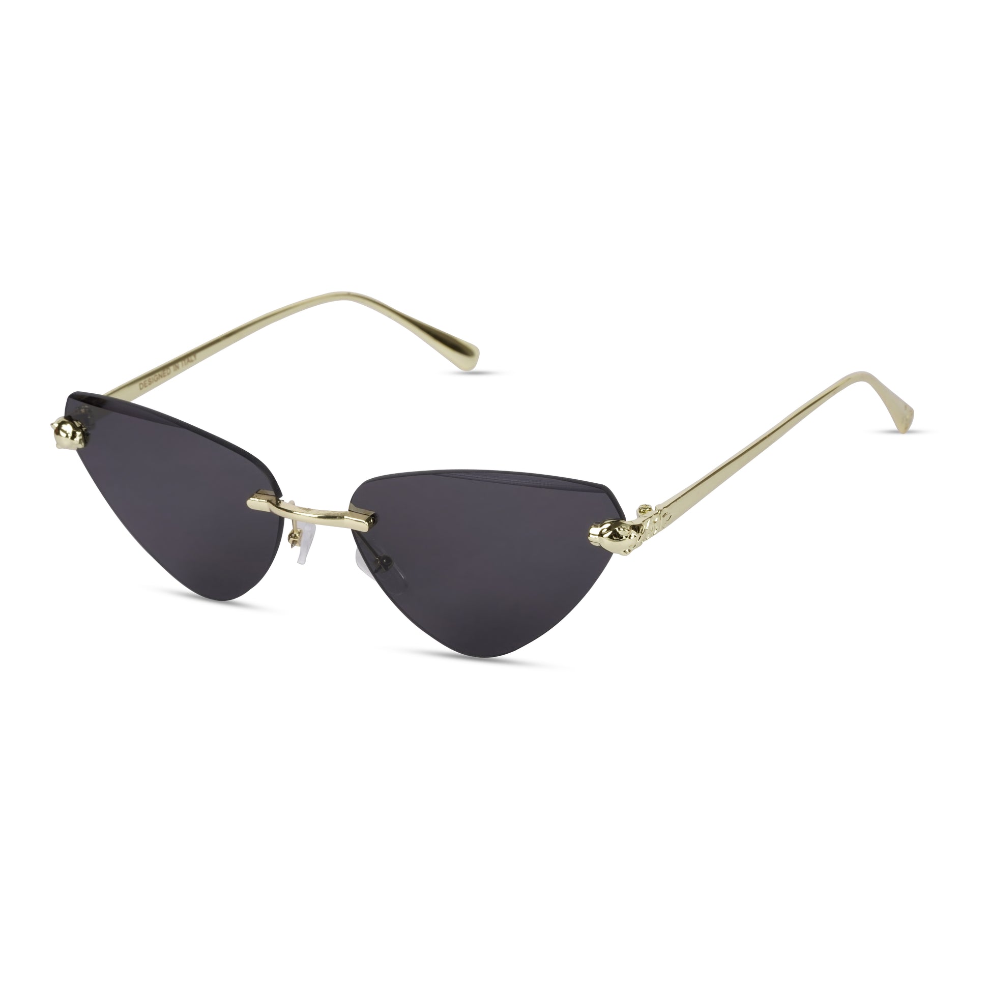 Erminio Palamino "Elite Rimless Cat Eye Sunglasses for Women with Gold Frame, Gradient Lens, Designer Case