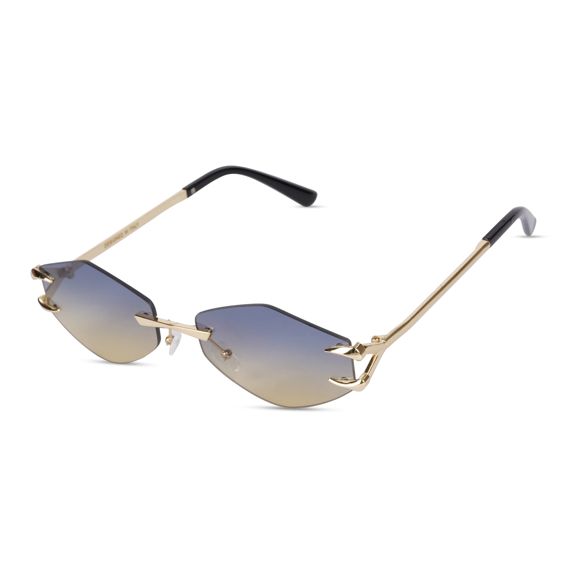 Erminio Palamino "Elite Rimless Gradient Sunglasses for Women, Gold Metal Frame, Tinted Lenses
