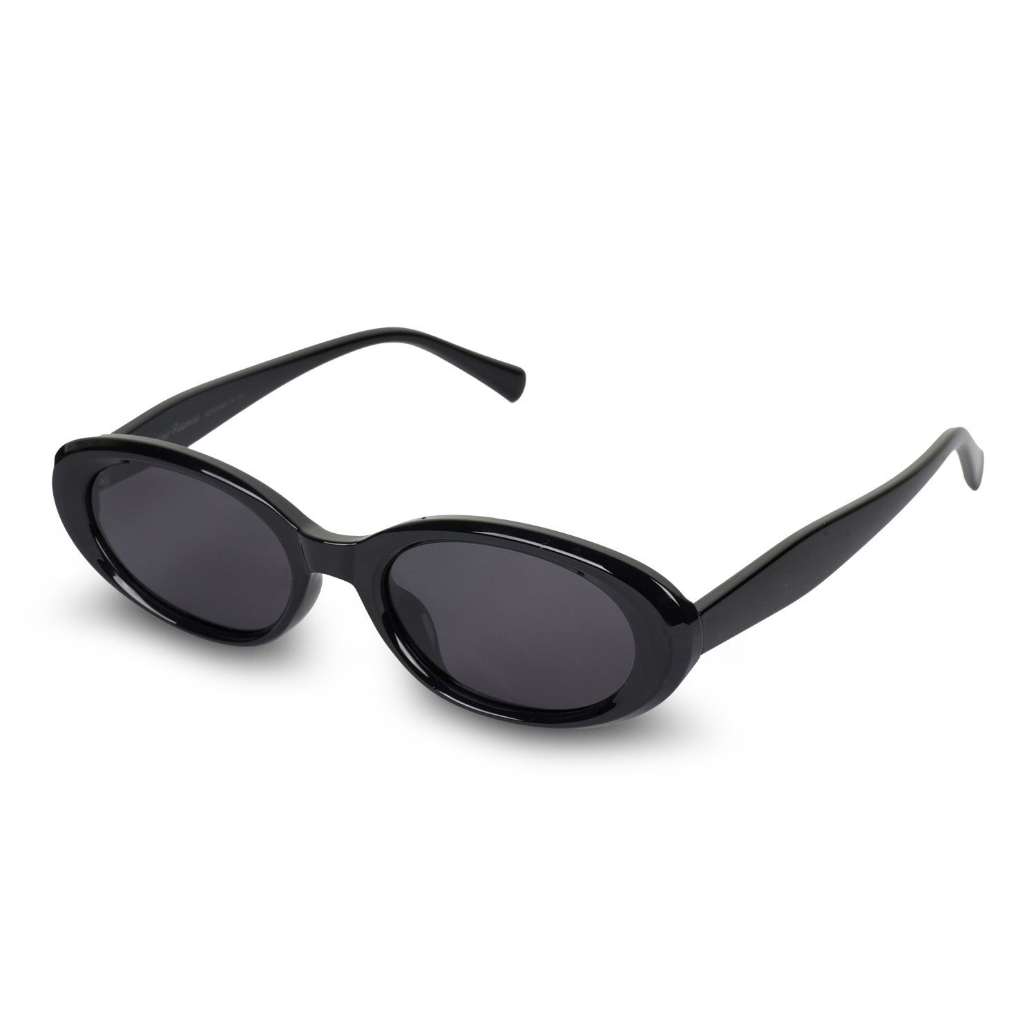 Erminio Palamino Oval Sunglasses, Black Frame, Smoke Tinted Polycarbonate Lenses, UV400 Protection, Unisex