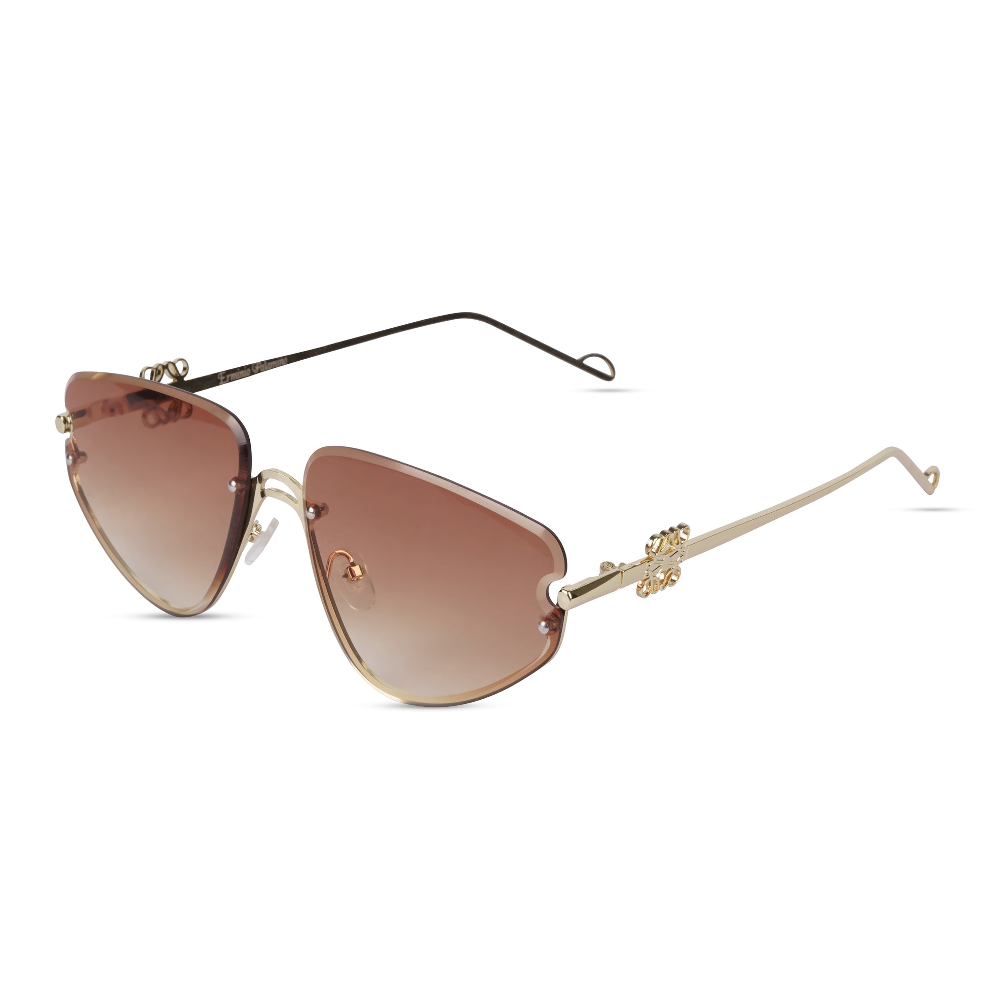 Erminio Palamino "Elite Designer Rimless Sunglasses for Women, Gold Frame with Lenses, Italian Design