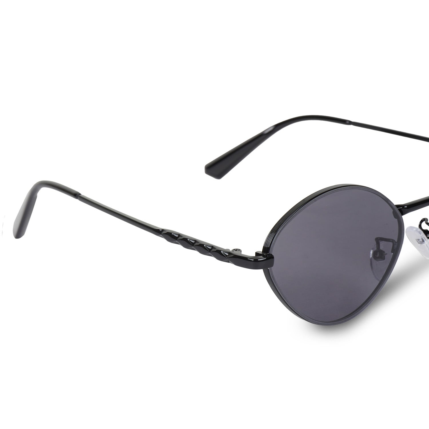 Erminio Palamino Unisex Oval Sunglasses with Black Metal Frame and Grey Tinted Lenses, Retro Style for Men & Women