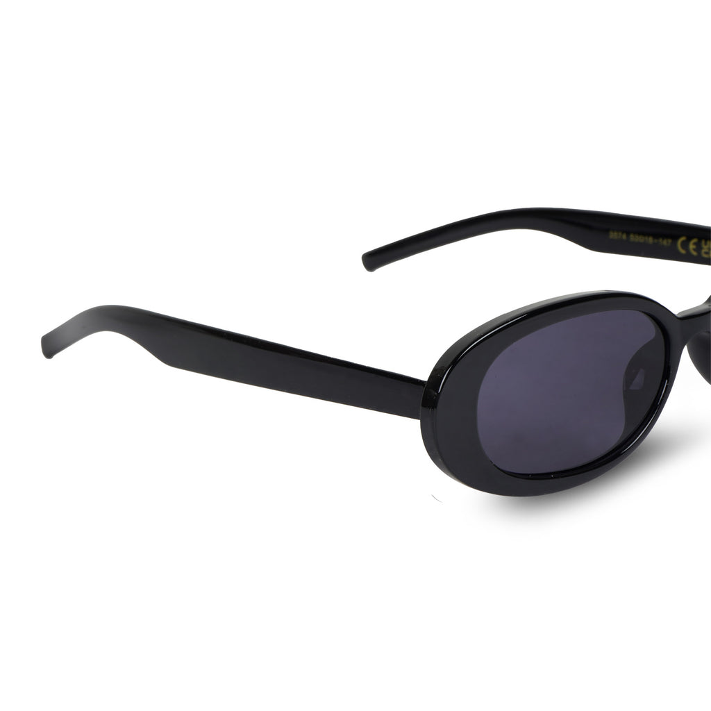 Erminio Palamino Oval Sunglasses, Black Frame, Smoke Tinted Polycarbonate Lenses, UV400 Protection, Unisex