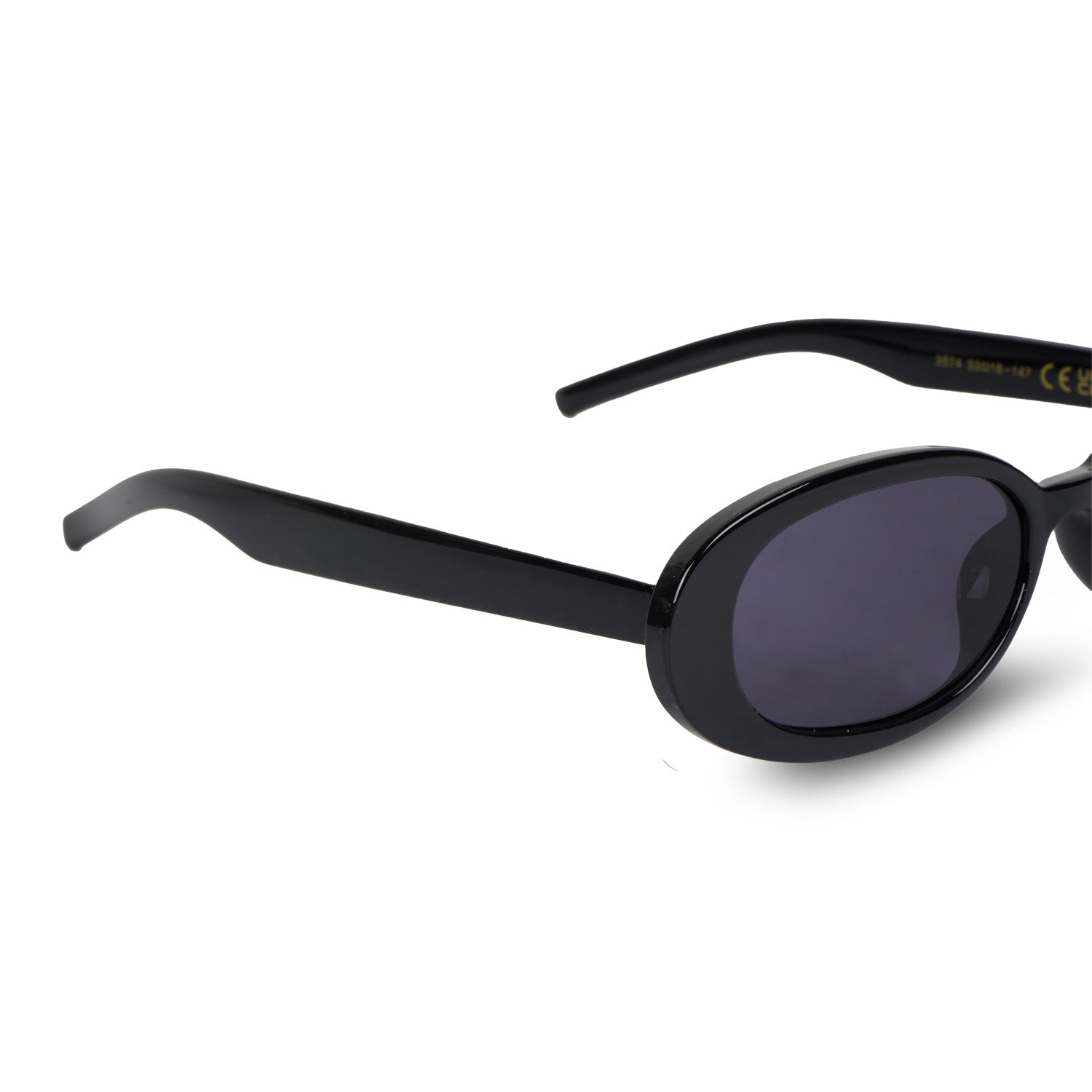 Erminio Palamino Oval Sunglasses, Black Frame, Smoke Tinted Polycarbonate Lenses, UV400 Protection, Unisex