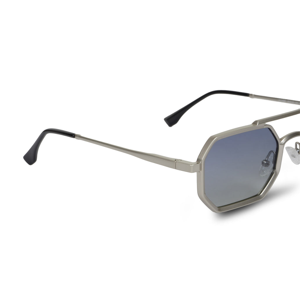 Erminio Palamino Geometric Octagonal Unisex Sunglasses with Double Bridge, Metal Frame, Gradient Lenses