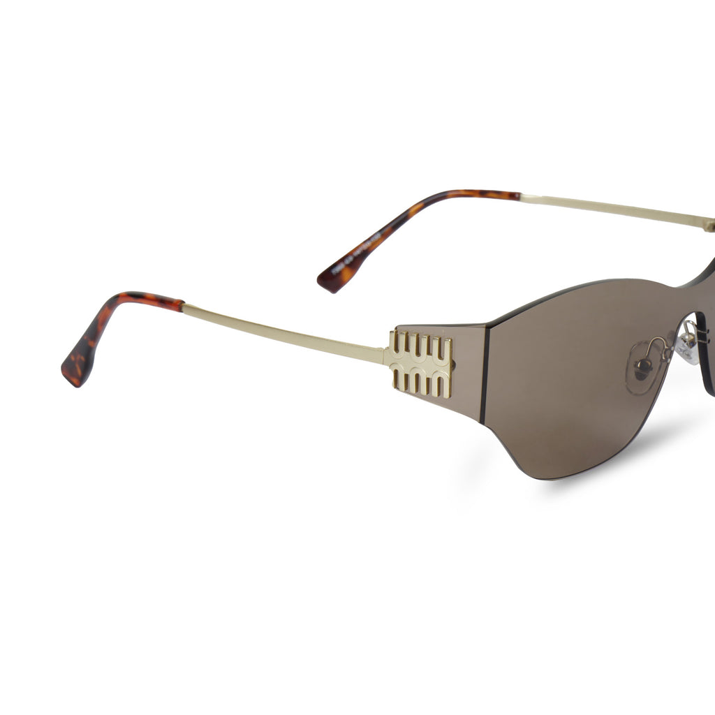 Erminio Palamino Rimless Cat-Eye Sunglasses, Metal Frame, Shield Lens, Stylish Unisex Shades