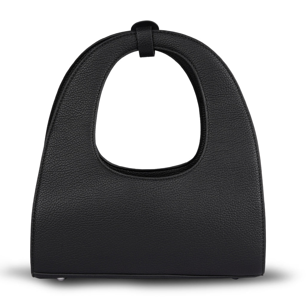 Erminio Palamino Luxury Luna Arc Top Handle Bag – Textured Vegan Leather, Top Handle Design with Zip Closure