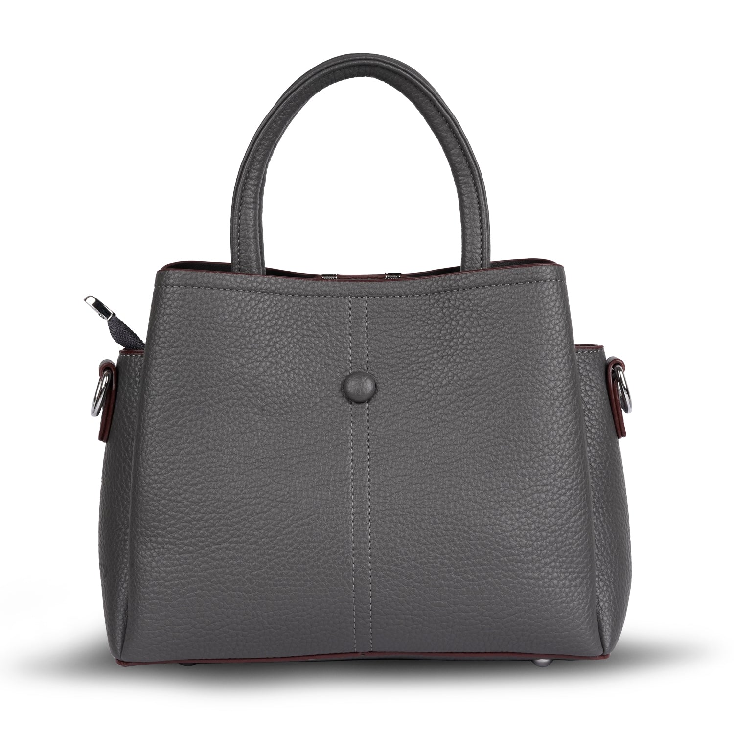 Erminio Palamino Premium Leather Handbag, Textured Tote with V-Detail, Double Handle Shoulder Bag with Zip Closure