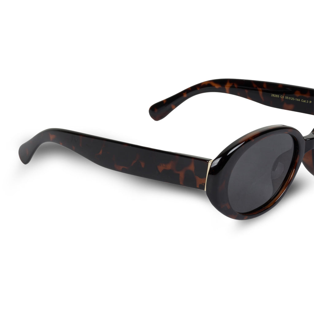 Erminio Palamino Oval Tortoiseshell Unisex Sunglasses, Dark Brown Frame with Grey Lenses, Retro Style