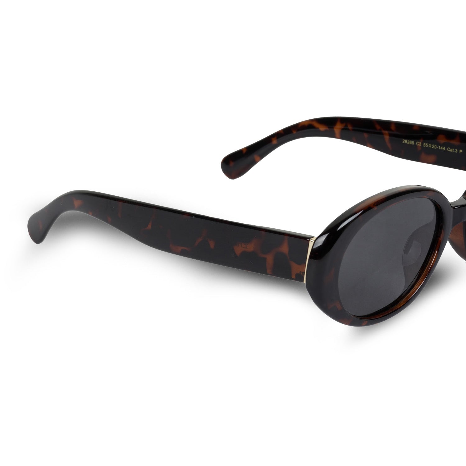 Erminio Palamino Oval Tortoiseshell Unisex Sunglasses, Dark Brown Frame with Grey Lenses, Retro Style