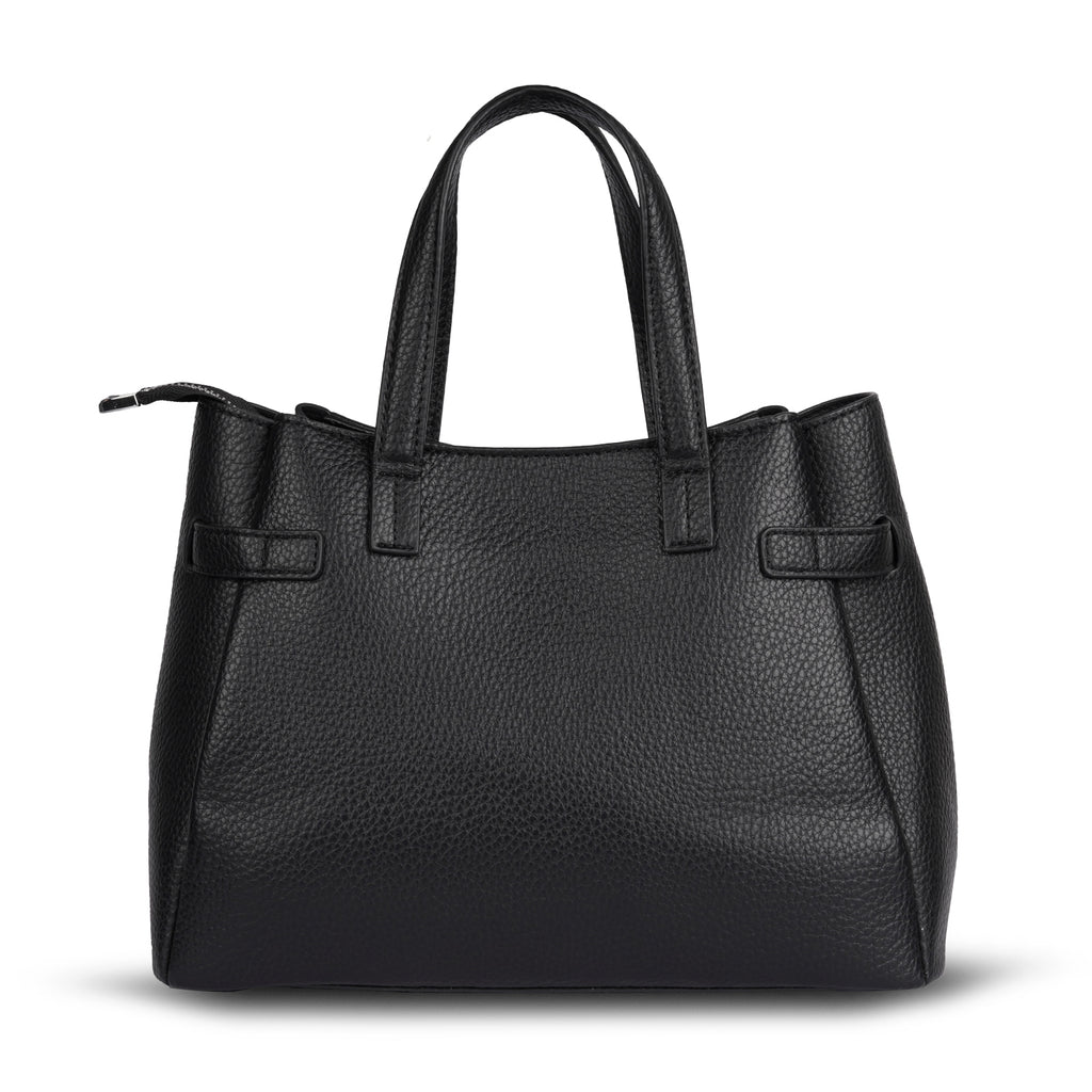 Erminio Palamino Luxury Classic PU Leather Tote Handbag, Silver Buckle Detail, Multiple Compartments