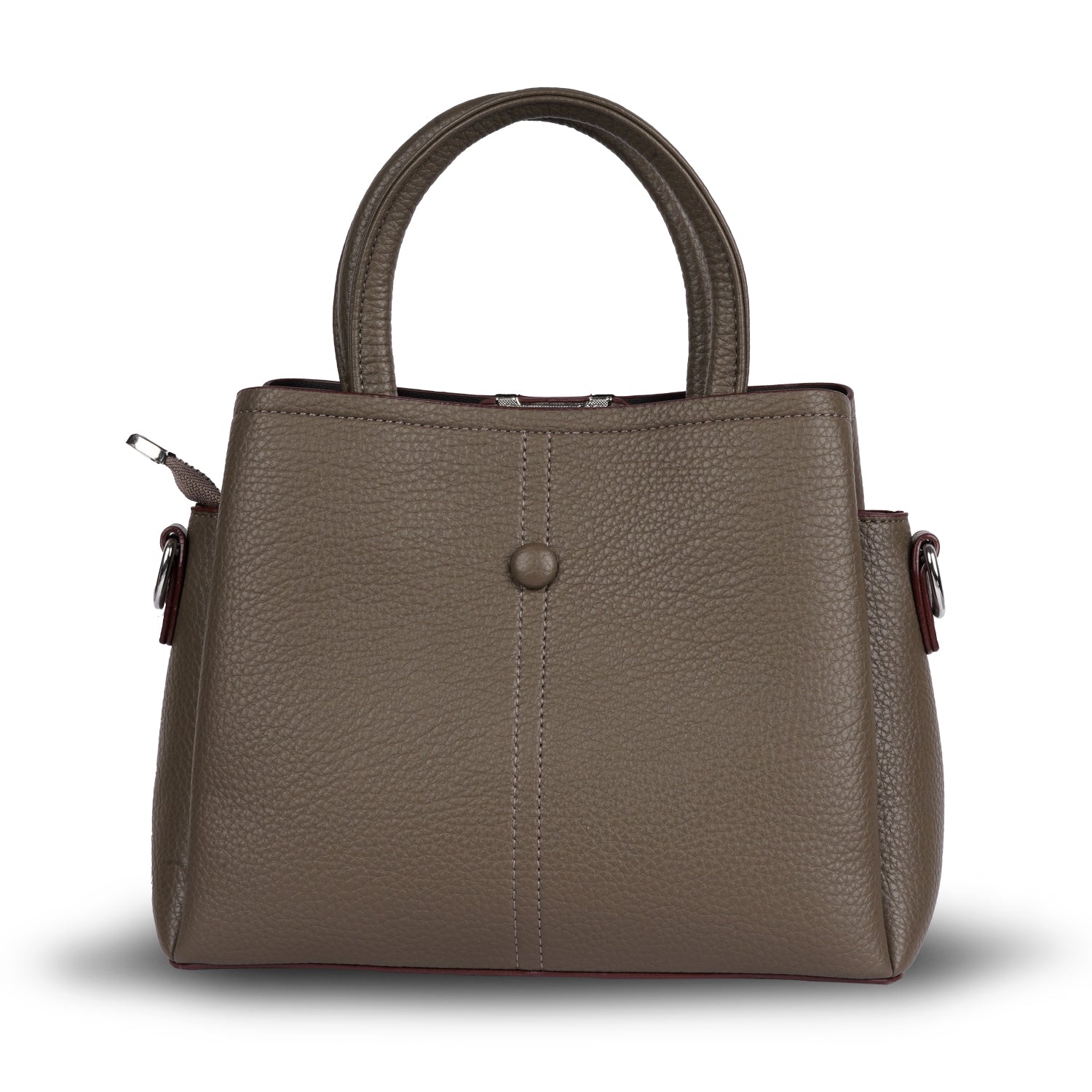 Erminio Palamino Premium Leather Handbag, Textured Tote with V-Detail, Double Handle Shoulder Bag with Zip Closure