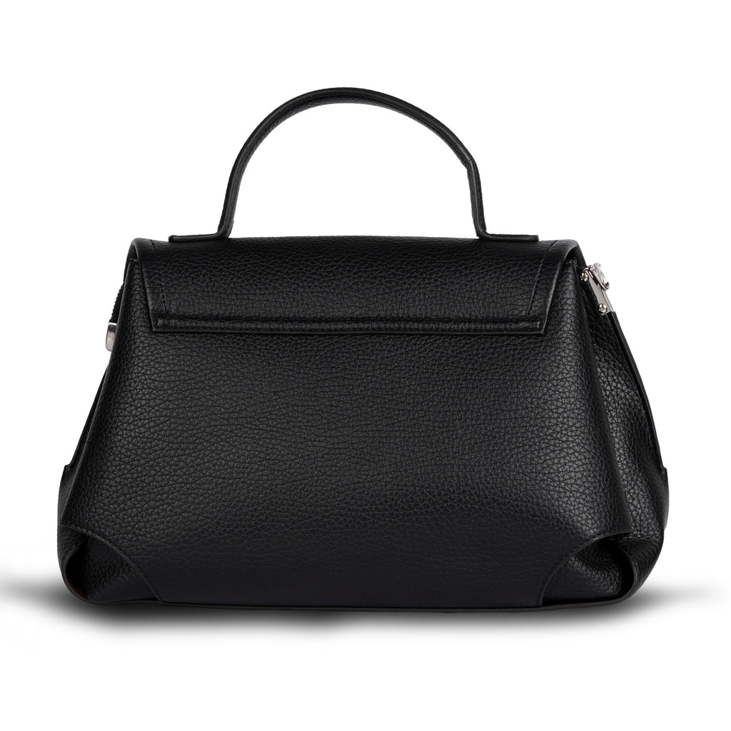 Erminio Palamino Luxury Belle Flap Top Handle Satchel – Elegant Pebbled Vegan Leather Handbag for Women