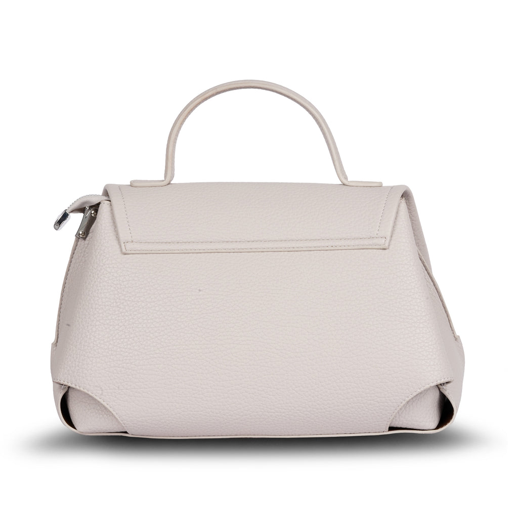 Erminio Palamino Luxury Belle Flap Top Handle Satchel – Elegant Pebbled Vegan Leather Handbag for Women