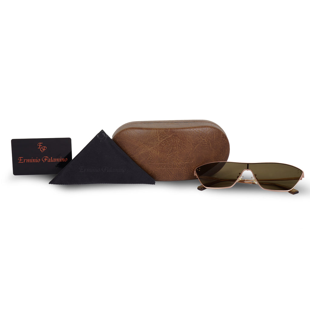 Erminio Palamino Unisex Shield Sunglasses | UV400 Protection | Metal Frame | Tinted Lens | Futuristic Designer Shades for Men & Women | Fashion Sunglasses