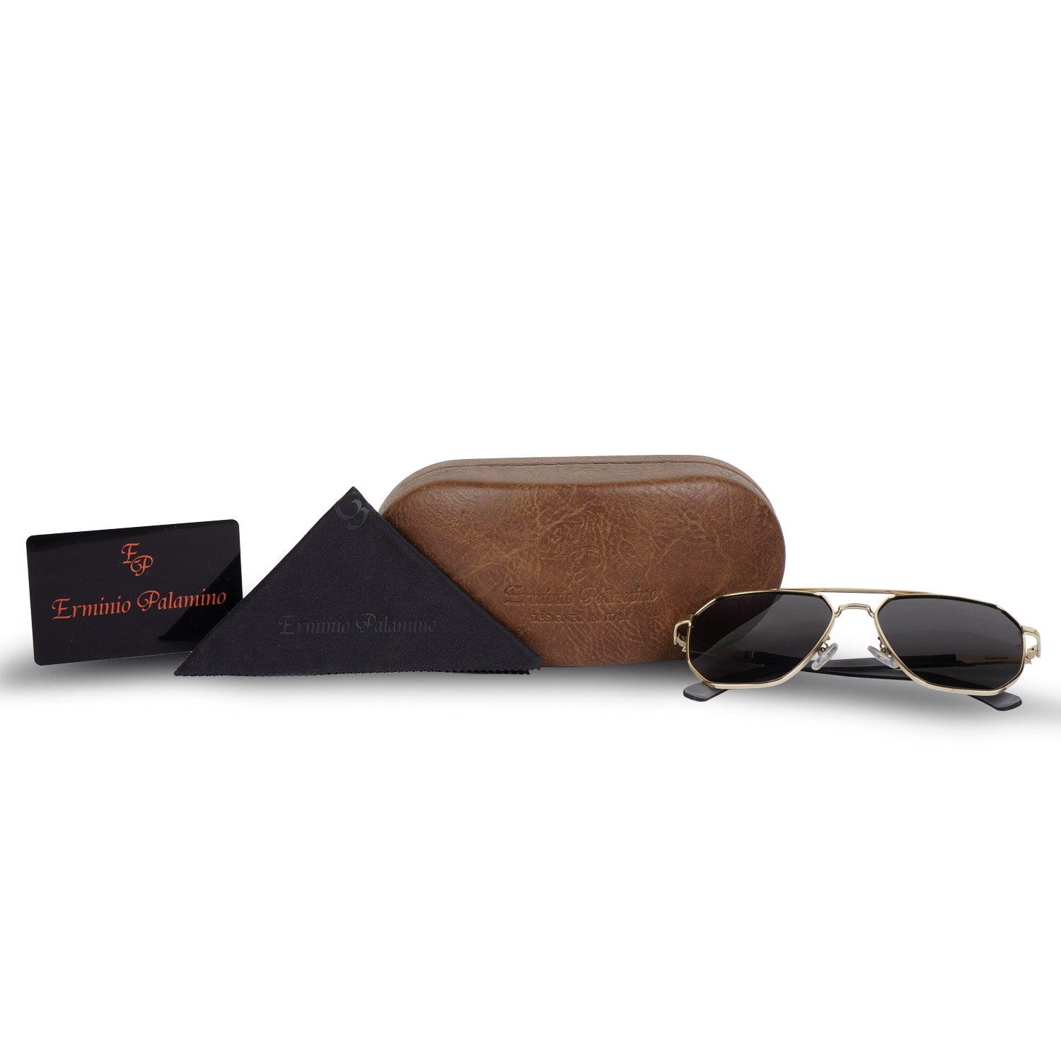 Erminio Palamino Unisex Square Aviator Sunglasses | Double Bridge Metal Frame | UV400 Protection, Lightweight Designer Shades for Men & Women | Stylish Sunglasses