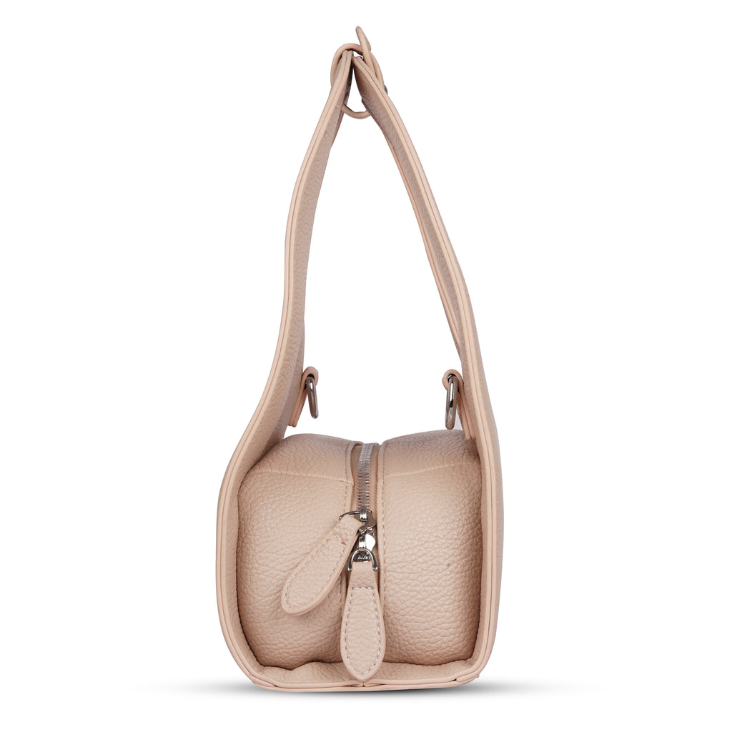 Erminio Palamino Luxury Luna Arc Top Handle Bag – Textured Vegan Leather, Top Handle Design with Zip Closure