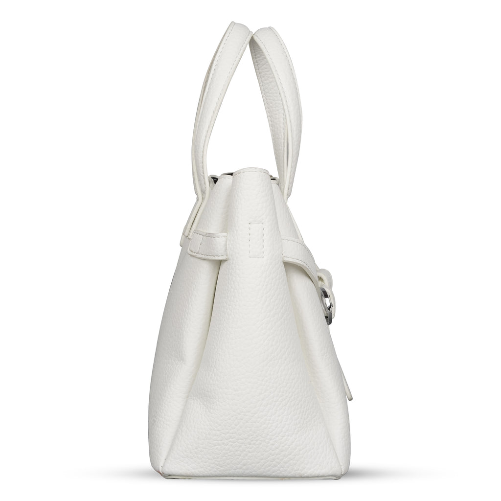 Erminio Palamino Luxury Classic PU Leather Tote Handbag, Silver Buckle Detail, Multiple Compartments