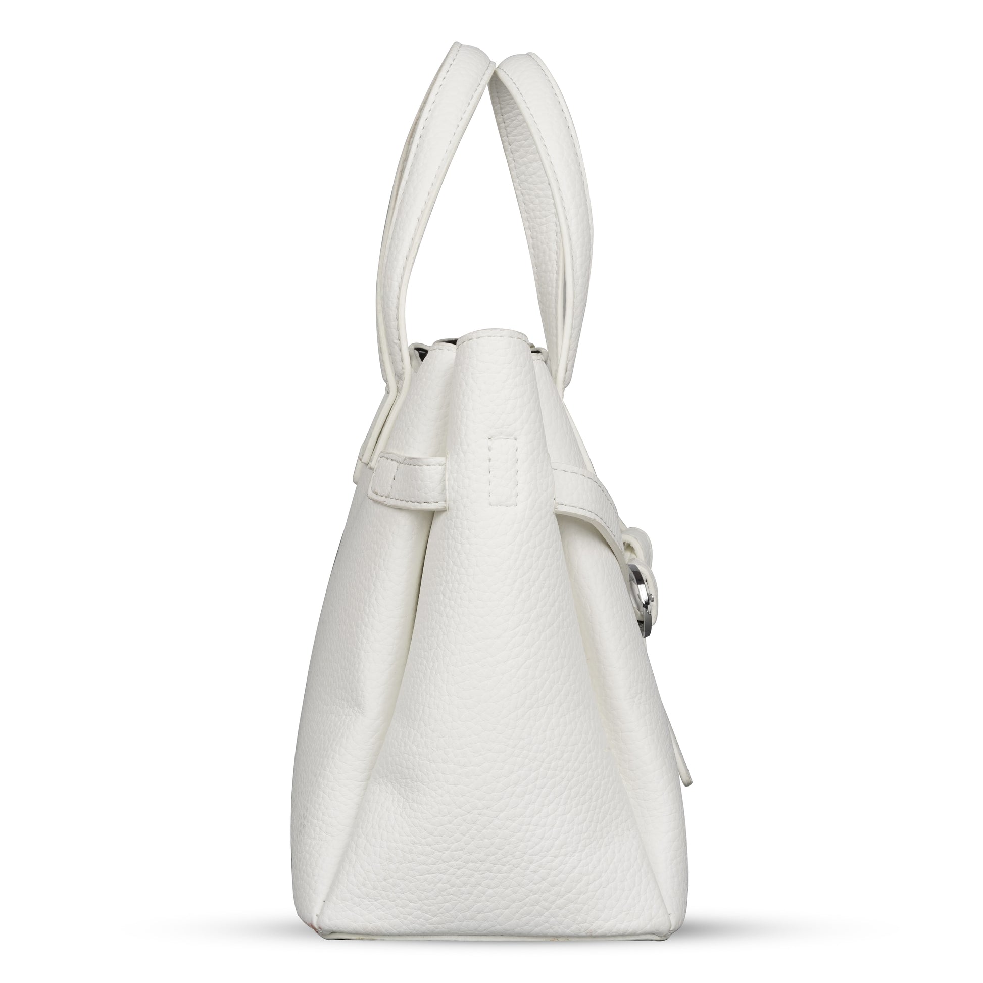 Erminio Palamino Luxury Classic PU Leather Tote Handbag, Silver Buckle Detail, Multiple Compartments
