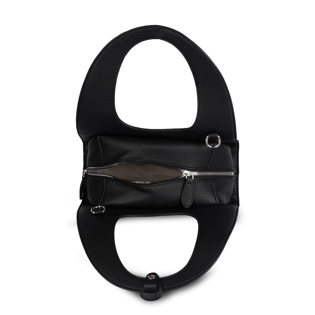 Erminio Palamino Luxury Luna Arc Top Handle Bag – Textured Vegan Leather, Top Handle Design with Zip Closure