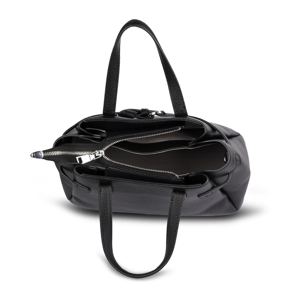 Erminio Palamino Luxury Classic PU Leather Tote Handbag, Silver Buckle Detail, Multiple Compartments