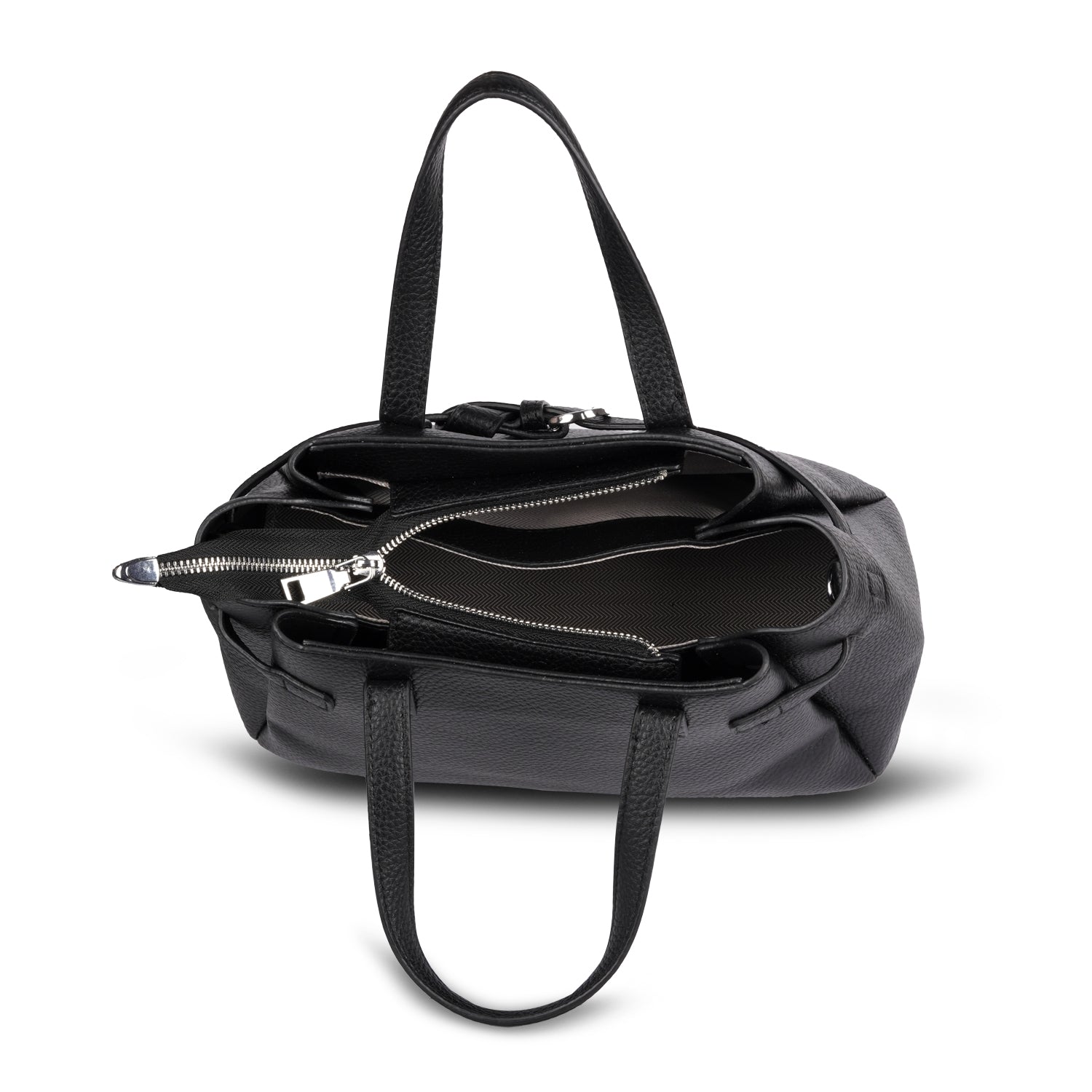 Erminio Palamino Luxury Classic PU Leather Tote Handbag, Silver Buckle Detail, Multiple Compartments