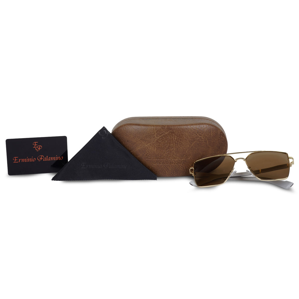 Erminio Palamino UV Protected Black Square Sunglasses for Men & Women