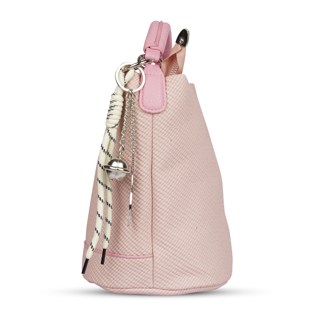 Erminio Palamino Designer Hobo Handbag, Textured Fabric, Silver Hardware with Decorative Charms