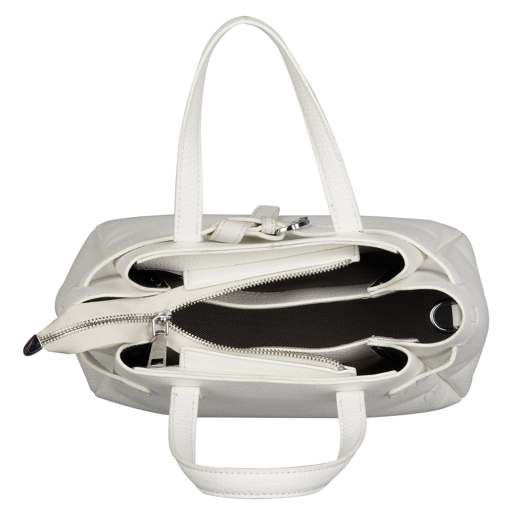 Erminio Palamino Luxury Classic PU Leather Tote Handbag, Silver Buckle Detail, Multiple Compartments