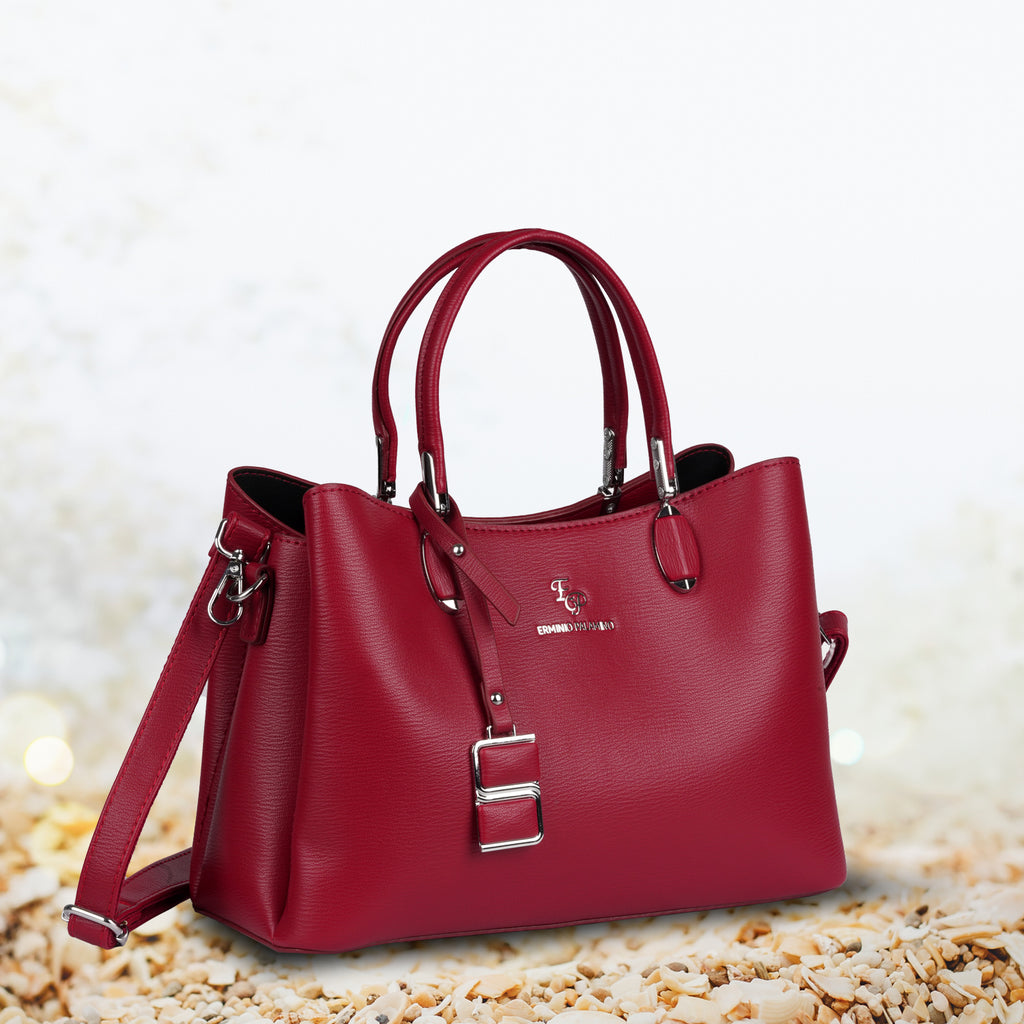 Erminio Palamino Designer PU Leather Handbag, Women's Tote with Double Handles, Spacious Interior with Zip Compartments