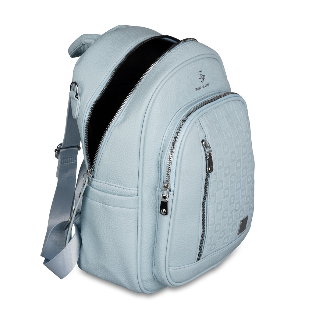 Erminio Palamino Luxury Designer PU Leather Backpack for Women/Girls, Multiple Zipper Compartments, Quilted Pattern