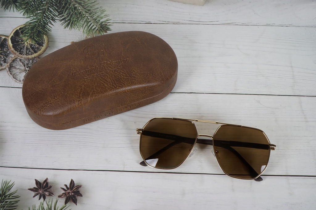 Erminio Palamino Unisex Double Bridge Aviator Sunglasses | Metal Frame | UV400 Protection | Tinted Lens | Lightweight Premium Designer Shades for Men & Women | Stylish Driving Sunglasses