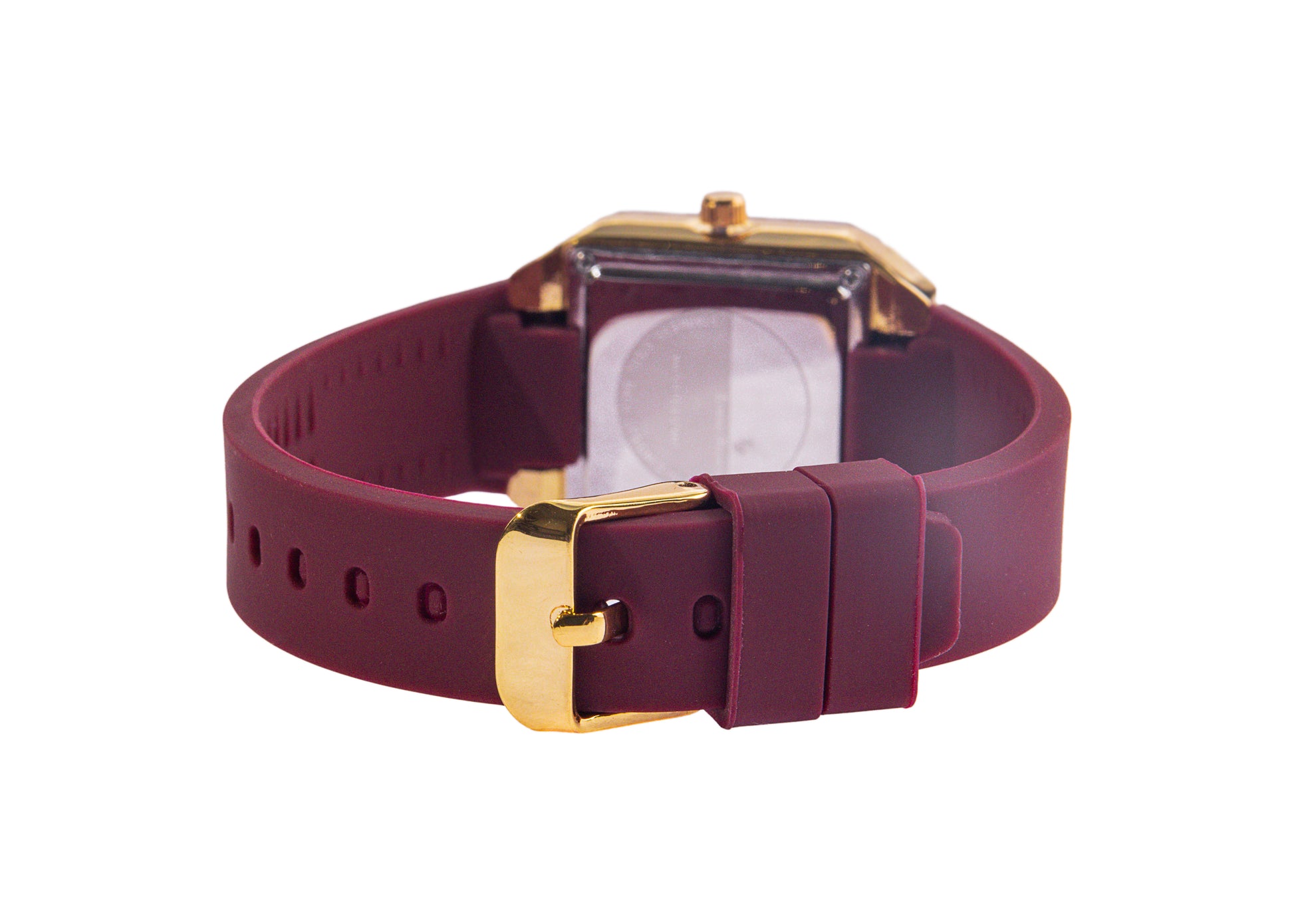 Erminio Palamino Ladies Elegant Square Quartz Watch, Slicone Band, Gold-Tone Case, Crystal Accents, Water Resistant