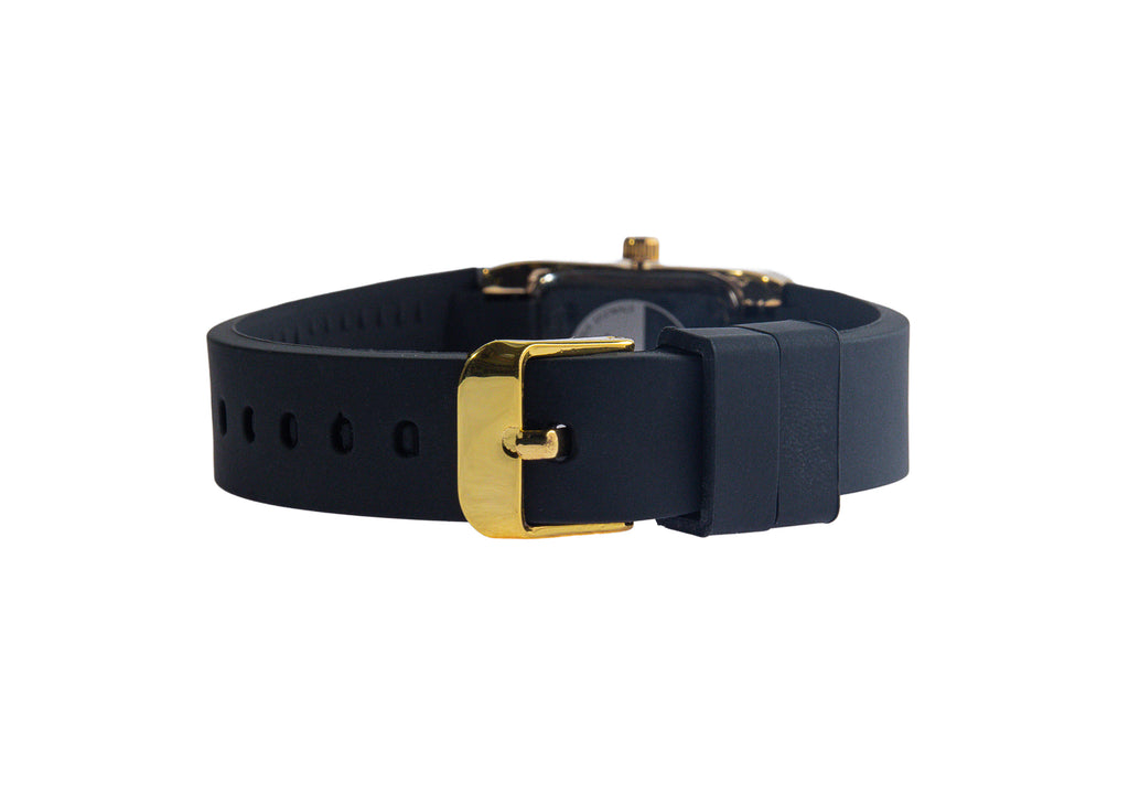 Erminio Palamino Ladies Luxury Quartz Watch, Gold-Tone Crystal Embellished, Vintage Square, Silicone Strap, Water Resistant