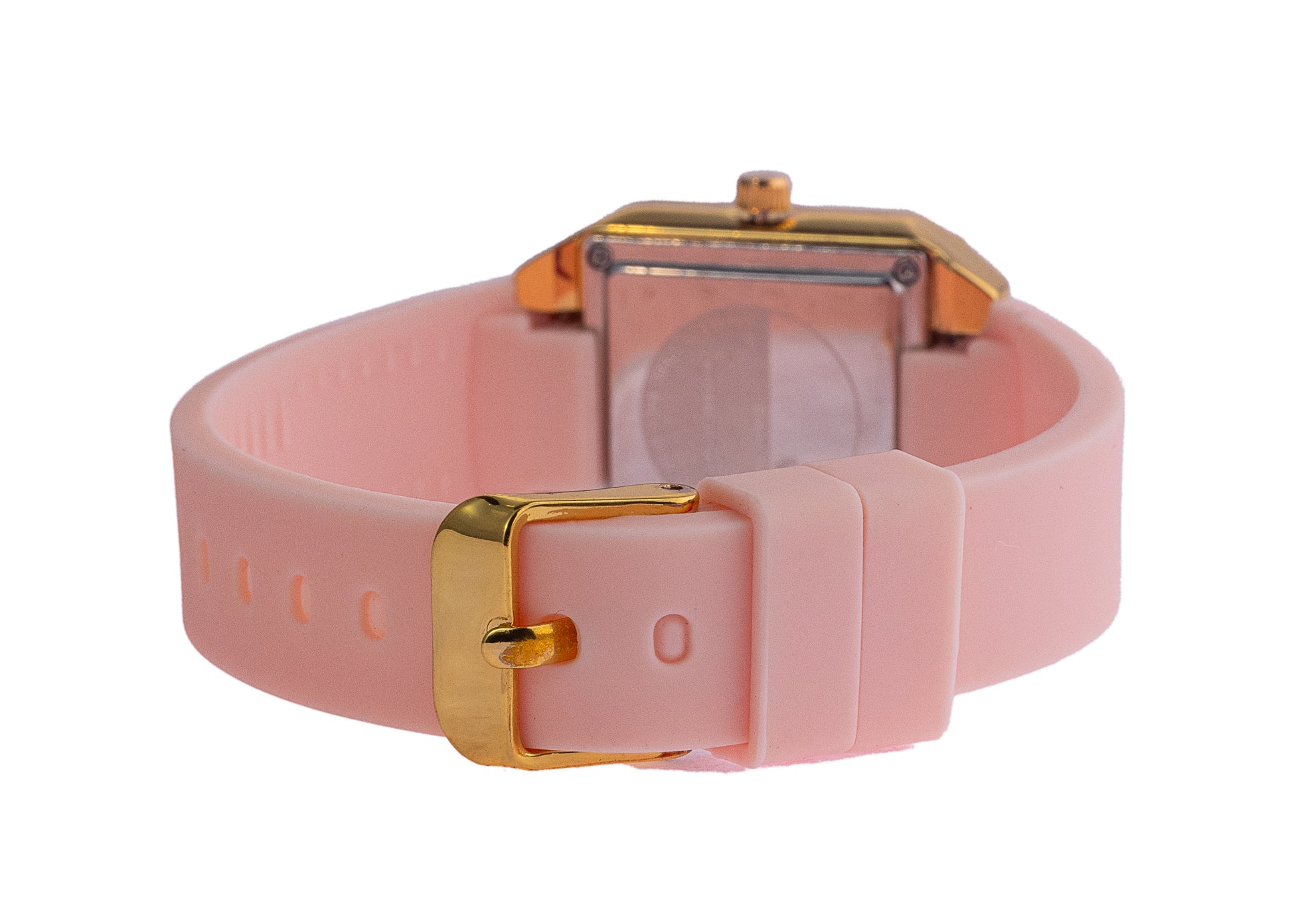 Erminio Palamino Ladies Elegant Square Quartz Watch, Slicone Band, Gold-Tone Case, Crystal Accents, Water Resistant