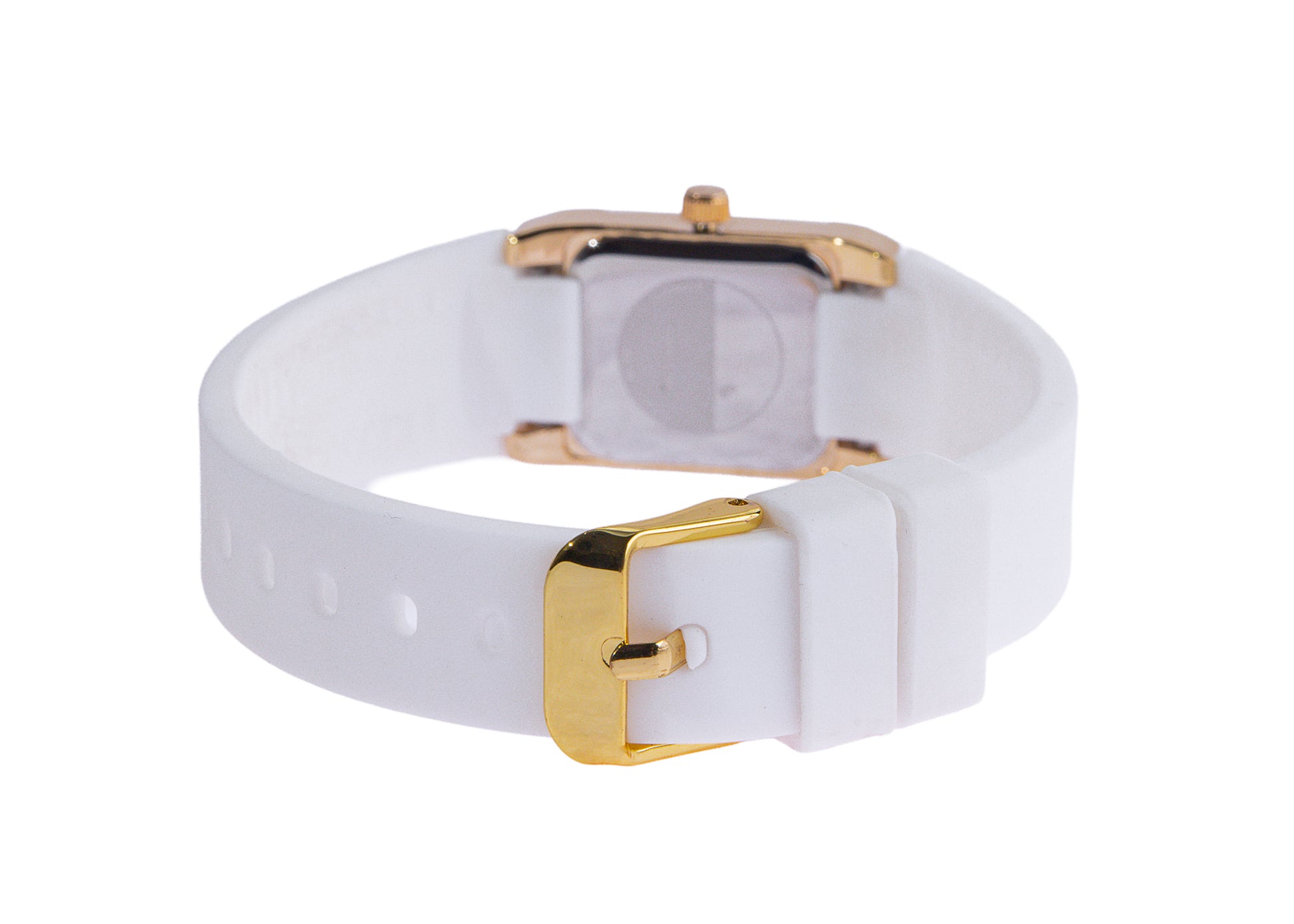 Erminio Palamino Ladies Luxury Quartz Watch, Gold-Tone Crystal Embellished, Vintage Square, Silicone Strap, Water Resistant