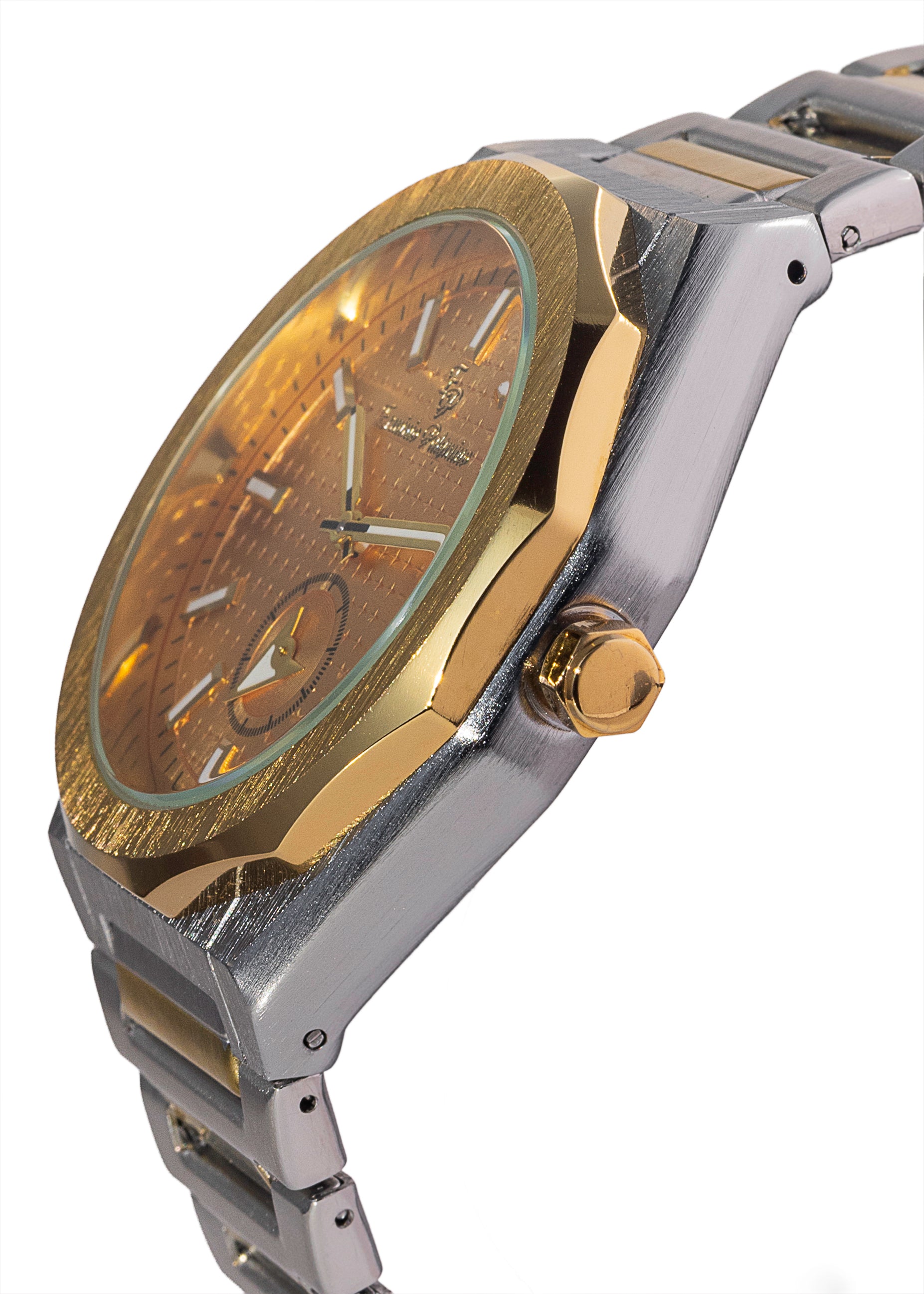 Erminio Palamino Royale Men's Luxury Watch, Two-Tone Gold and Silver, Textured Dial with Date Display, Water Resistant