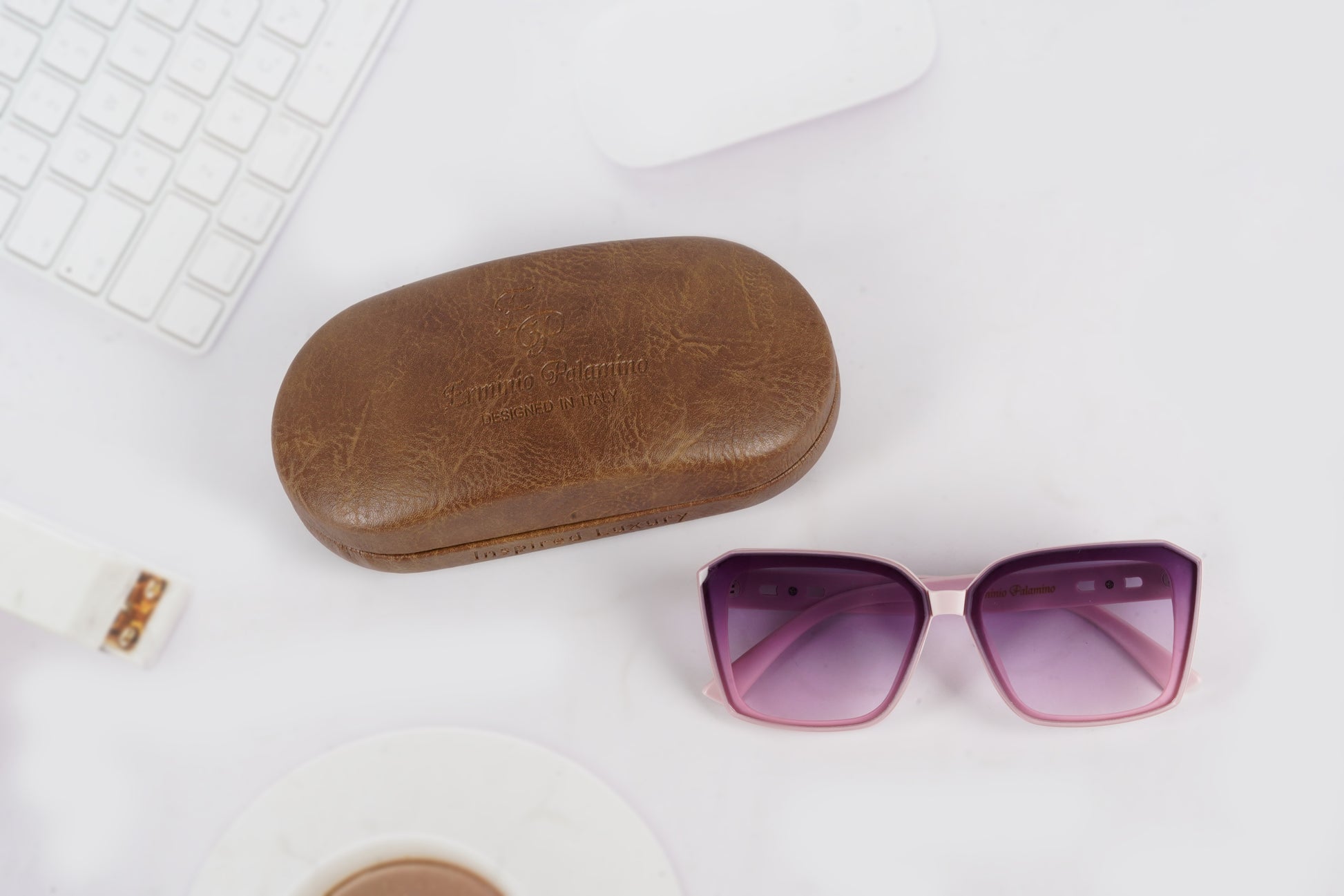 Erminio Palamino "Elite - Designer Oversized Square Sunglasses, Frame with Gradient Lenses, Includes Case and Cleaning Cloth