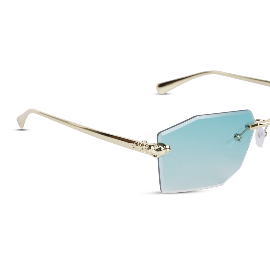 Erminio Palamino "Elite Rimless Rectangular Sunglasses for Women with Tinted Lenses, Gold Metal Frame, Case and Cleaning Cloth Included