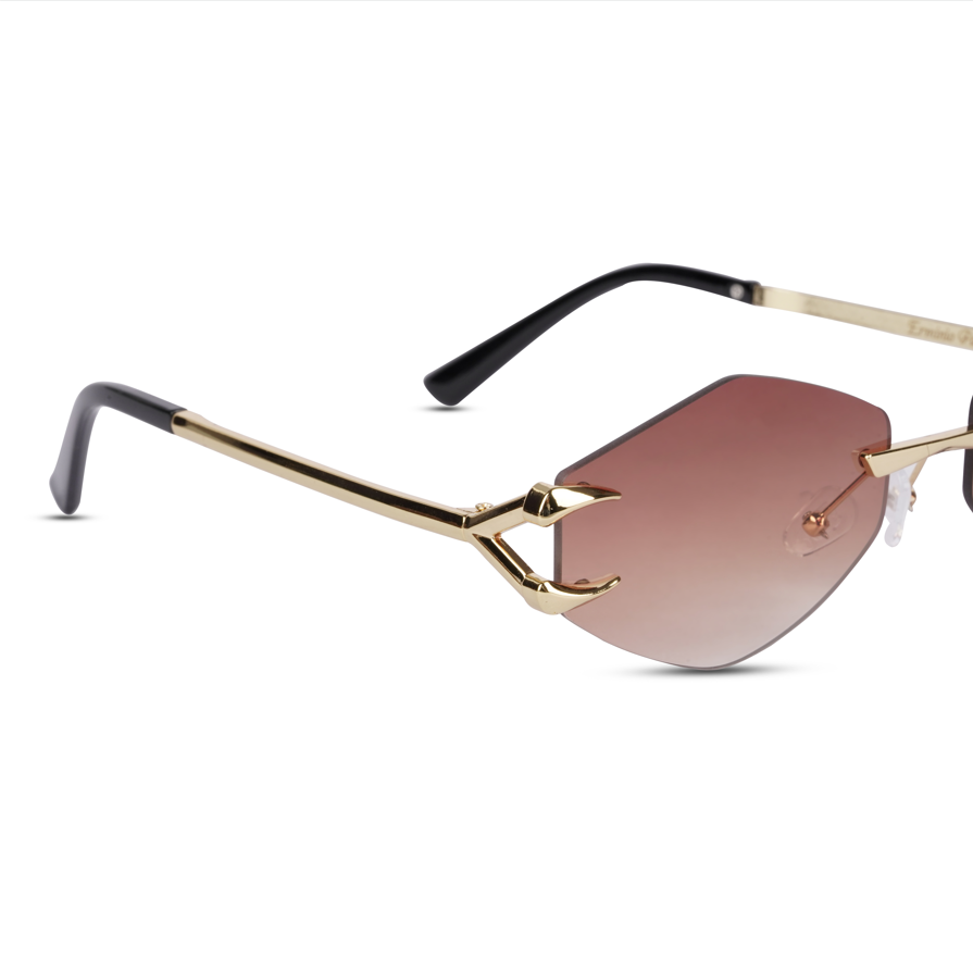 Erminio Palamino "Elite Rimless Gradient Sunglasses for Women, Gold Metal Frame, Tinted Lenses